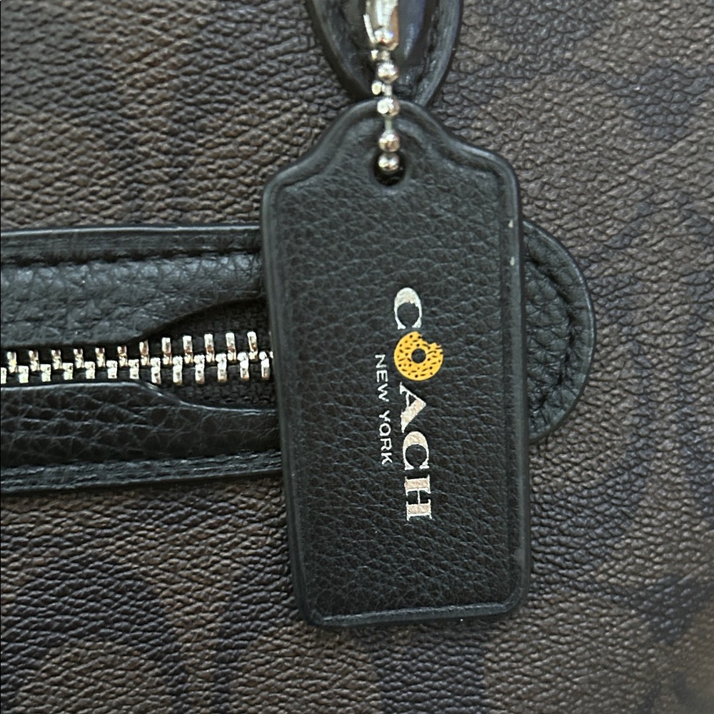 Coach Black and Brown Monogram Tote with 💛 Yellow Taxi Motif (EUC) - Picture 6 of 12